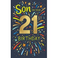 Card - Happy 21st Birthday Son Confetti