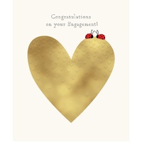 Card - Engagement Ladybugs Heart