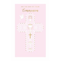 Card - Communion Girl Cross/Dove