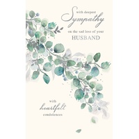 Card - With Deepest Sympathy Husband Eucalyptus