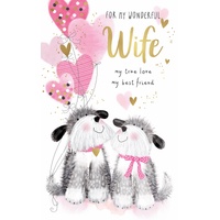 Card - Wonderful Wife Birthday Balloons