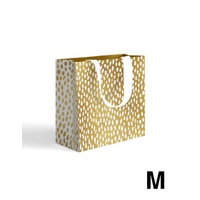 Gift Bag Medium - White Droplets on Gold