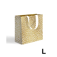 Gift Bag Large - White Droplets on Gold