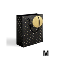 Gift Bag Medium - Gold Foil Dots on Black