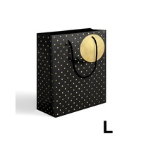 Gift Bag Large - Gold Foil Dots on Black