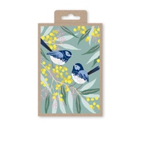 Notecards Box of 10 - Blue Wrens on Wattle