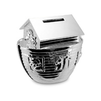 Money Bank Faux Silver Finish Noah's Ark