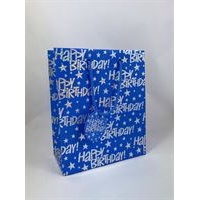 Gift Bag Medium - Blue Foil Happy Birthday