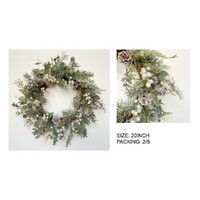 Christmas Wreath with Berry, Pinecone and Leaves