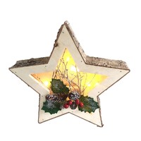 Wooden Christmas Star with Light - Small