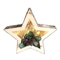 Wooden Christmas Star with Light - Large