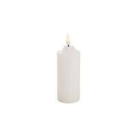 Wax LED True flame Flickering Pillar Candle White (5X12cmH) Batteries NOT Included