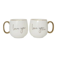 Wedding White & Gold Love You Mug Set
