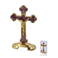 Gemstone Cross Amethyst Stone Standing - 85 x 45mm