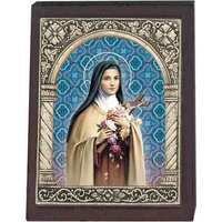 Wood Plaque - St Therese (65x50mm)