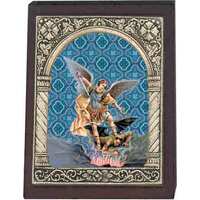 Wood Plaque - St Michael (65x50mm)