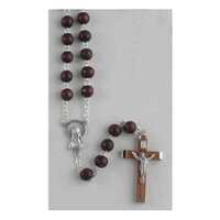 Rosary Wood Brown Round Patterned - 8mm Beads