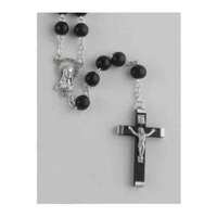 Rosary Wood Black Round Patterned - 8mm Beads