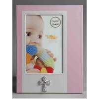 Baby Frame with Cross- Pink