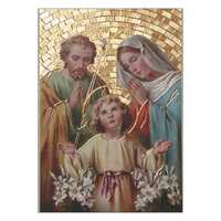 Wood Plaque Gold - Holy Family (105x155mm)
