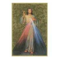 Wood Plaque Gold - Divine Mercy (105x155mm)