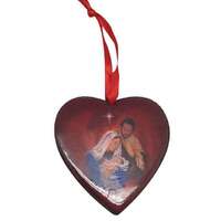 Wooden Christmas Heart - Holy Family