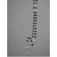 Rosary Boxed Black Crystal Aurora Borealis - 4mm Beads