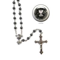 Communion Hematite Rosary - Boxed