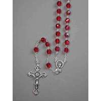 Rosary Crystal Red Aurora Borealis - 8mm Beads