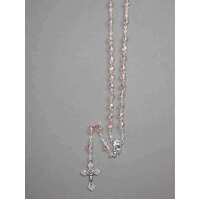 Rosary Boxed Pink Crystal Aurora Borealis - 4mm Beads
