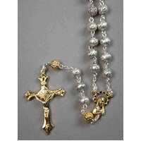 Rosary Silver & Gold With Gold Crucifix - 6mm Beads