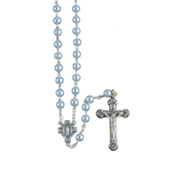 Rosary Imitation Mother of Pearl Blue - 7mm Beads