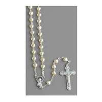 Rosary Imitation Mother of Pearl Heart Shaped -  7mm Beads