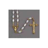 Rosary Mother of Pearl Gold Crucifix - 5mm Beads