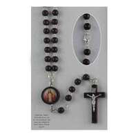 Rosary Necklace Dark Wood Sacred Heart Jesus - 6mm Beads