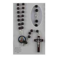 Rosary Necklace Dark Wood Our Lady of Lourdes - 6mm Beads