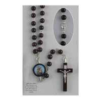 Rosary Necklace Dark Wood St Anthony - 6mm Beads