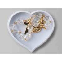 Rosary Bracelet White Glass Heartshaped - 7mm Beads