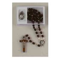 Rosary Wooden Necklace Padre Pio With Medal - 6mm Beads
