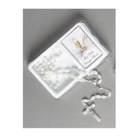 Communion Rosary Boxed White with Prayer Book