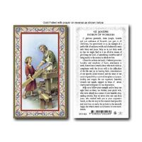 Holy Card 734  - St Joseph the worker - Gold Edge