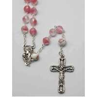 Rosary Frosted Glass Ceramic Pink - 9mm Beads