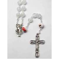 Rosary Frosted Glass Ceramic White - 9mm Beads