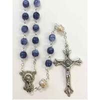 Rosary Blue Glass Precious Stone Look - 6mm Beads