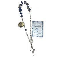 Rosary Bracelet Lapis with Sterling Silver Cross