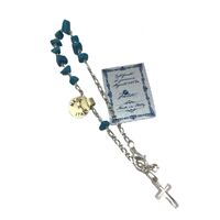 Rosary Bracelet Lapis Light Blue with Sterling Silver Cross