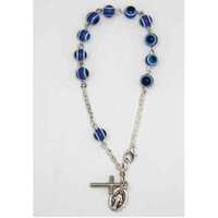 Rosary Bracelet Cat's Eye Blue - 5mm Beads