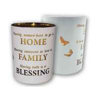 Candleholder Glass Inspirational - Home Blessing