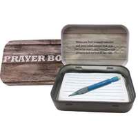 Tin Prayer Box with Notes - Wooden