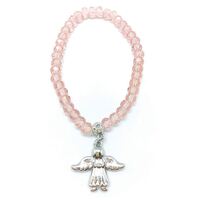 Crystal Bracelet Pink with Angel and Stone